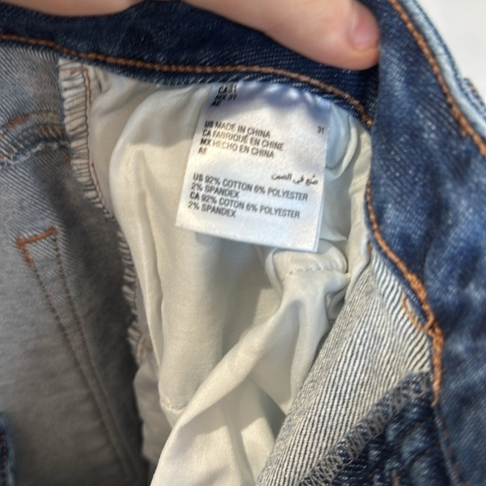 AND NOW THIS Blue Distressed High Rise Raw Hem Jeans Size 31 - Picture 4 of 6